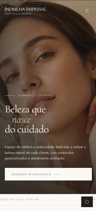 Preview mobile do template para estética e beleza
