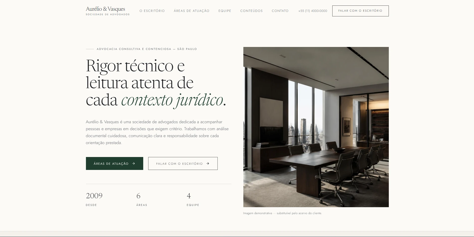 Preview do template para advocacia